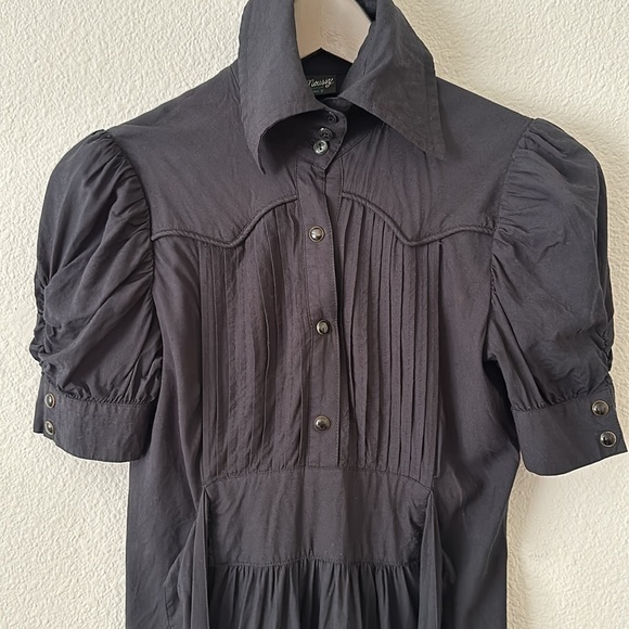 Moussy puff shoulder dress in black puffed sleeves - Picture 2 of 7